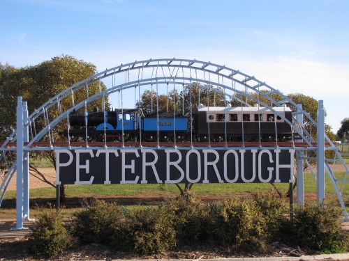 Model train at the eastern entrance to Peterborough, South Australia