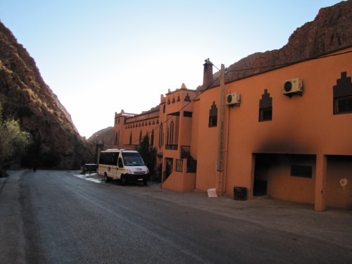 Our hotel in the Dades Valley. Our tour bus is also in the photo.
